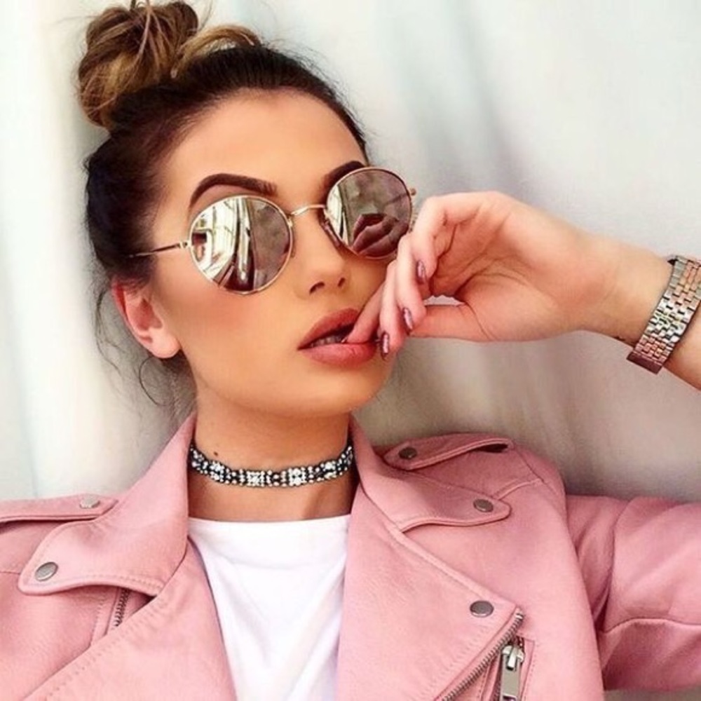 Silver Reflective Circle Sunglasses